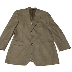 Brooks‎ Brothers Blazer Mens 39R Houndstooth Wool Silk Linen Jacket Tan Green